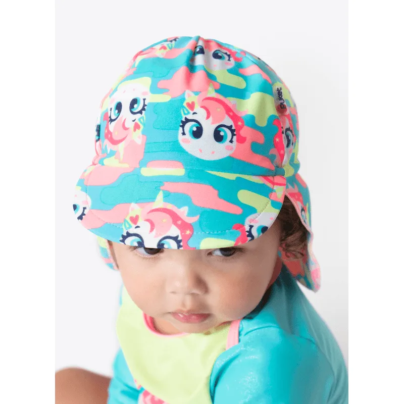 Chapéu com Proteção Solar Menina Unicórnio Camuflado Único