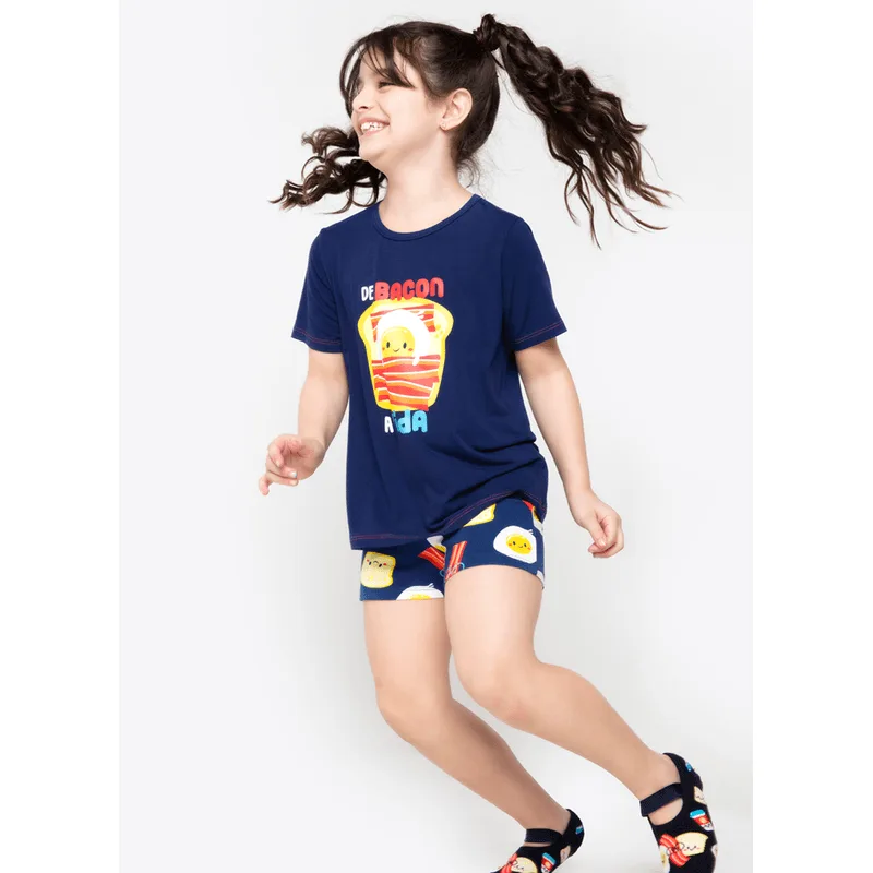 Pijama Manga Curta Viscolycra Menina Bacon 1