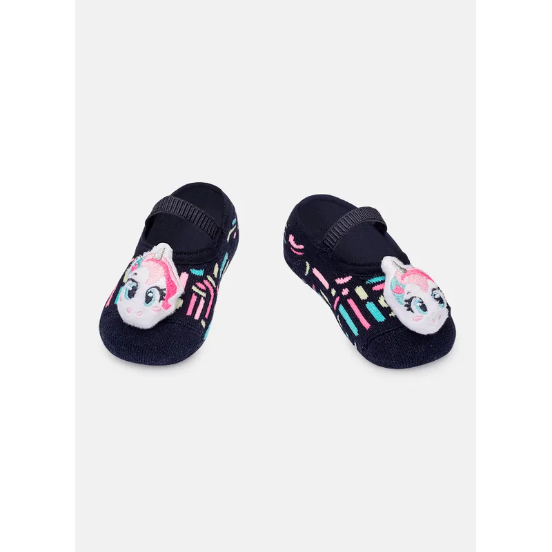 Meia Sapatilha Antiderrapante com Aplique de LED Bebê Menina Unicórnio Colorfull 15 A 18 MESES