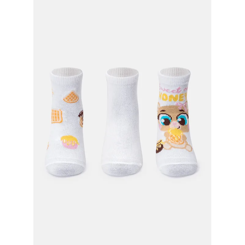 Kit com 3 Meias Cano Médio Bebê Menina Ursa 19 A 22 MESES