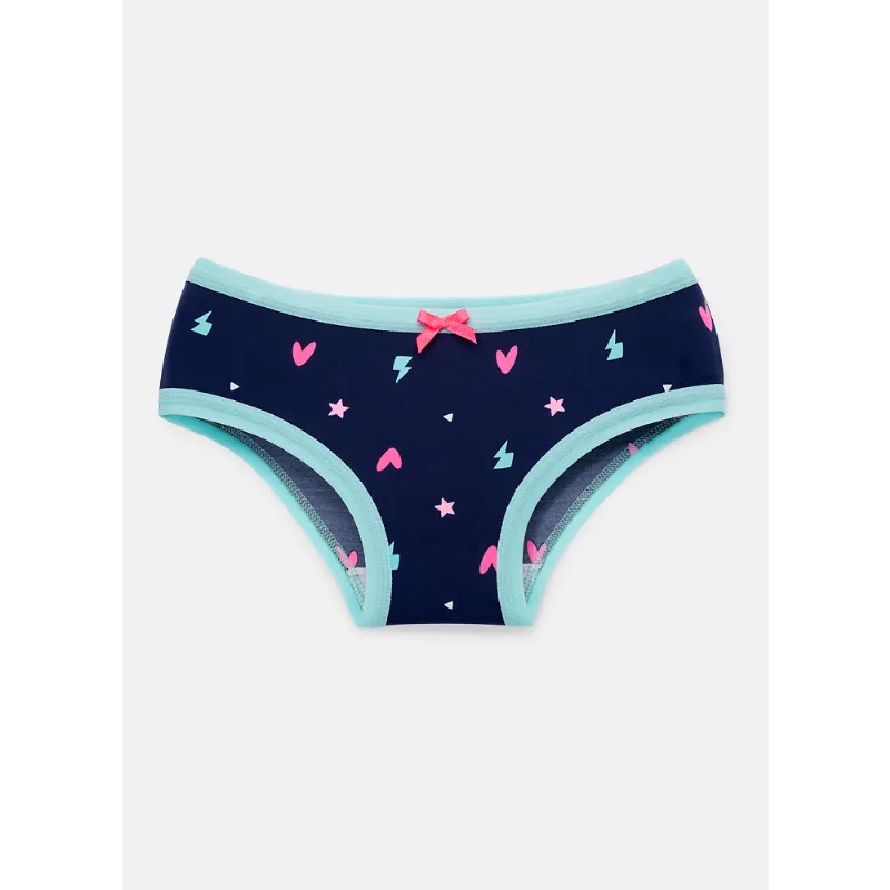 Calcinha Caleçon Menina Teen Desenhada Azul 10