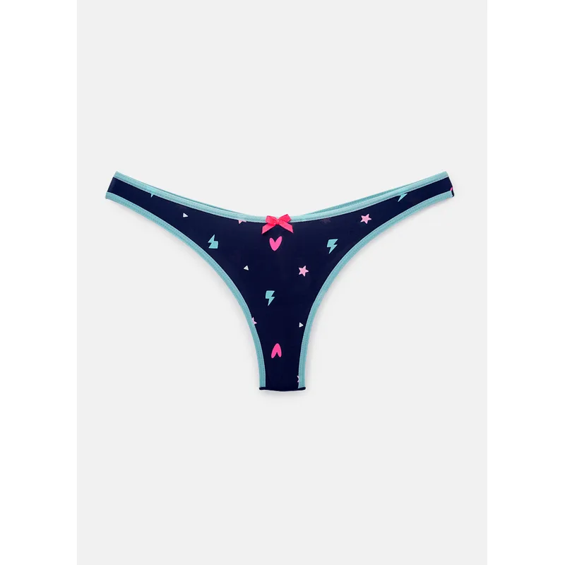 Calcinha Fio Dental Feminina Microfibra Gata Power Azul M