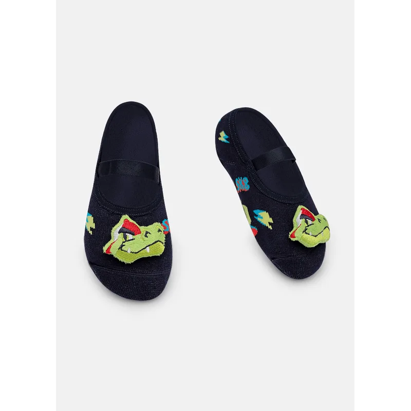 Meia Sapatilha Antiderrapante com Aplique de LED Menino Dinossauro Skate 23 A 27