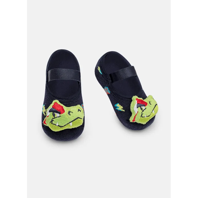 Meia Sapatilha Antiderrapante com Aplique de LED Bebê Menino Dinossauro Skate 15 A 18 MESES