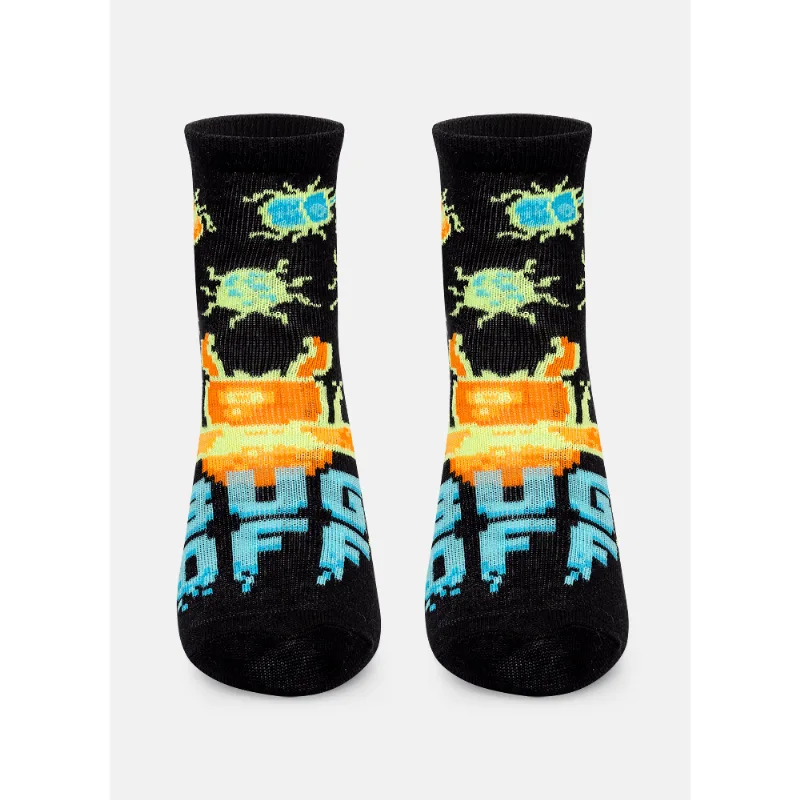 Meia Soquete Cano Curto Menino Pixel Bugs 23 A 27
