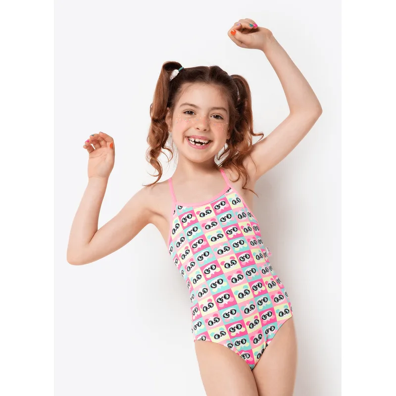 Maiô com Proteção Solar Menina Panda Summer 8