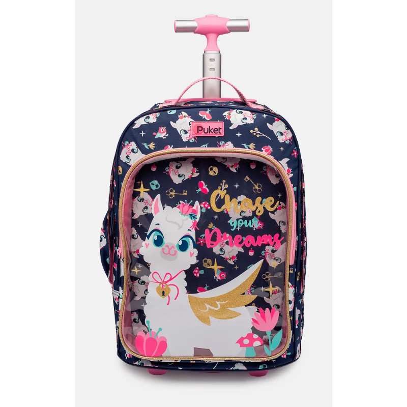 Mochila Escolar com Rodinha Lhama Secret UN