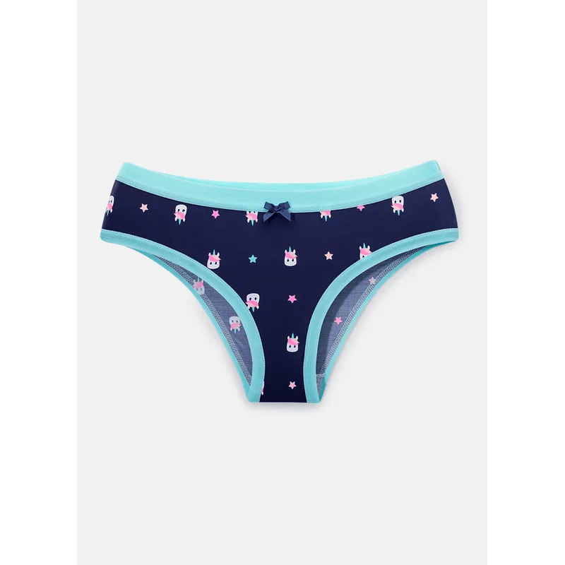 Calcinha Boneca Microfibra Feminina Unicórnio Skate Azul P
