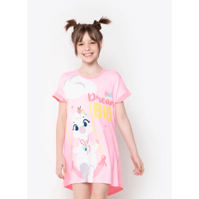 Camisola Manga Curta Menina Viscolycra Lhama Secret 6
