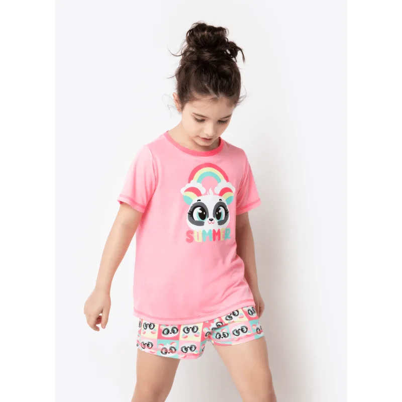 Pijama Manga Curta Menina Panda Summer 2
