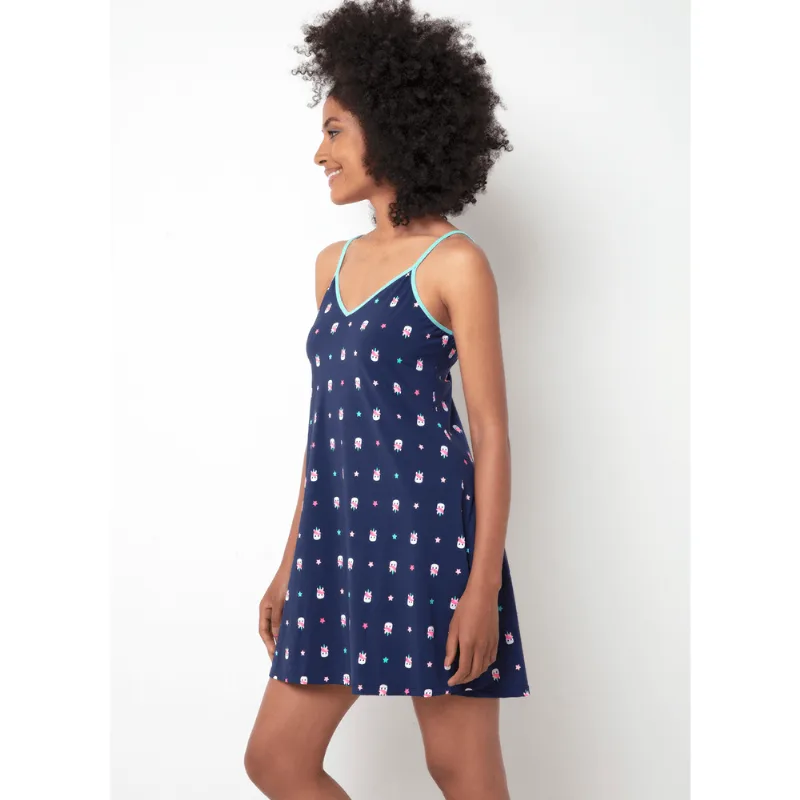 Camisola Regata Feminino Microfibra Unicórnio Skate Azul PP