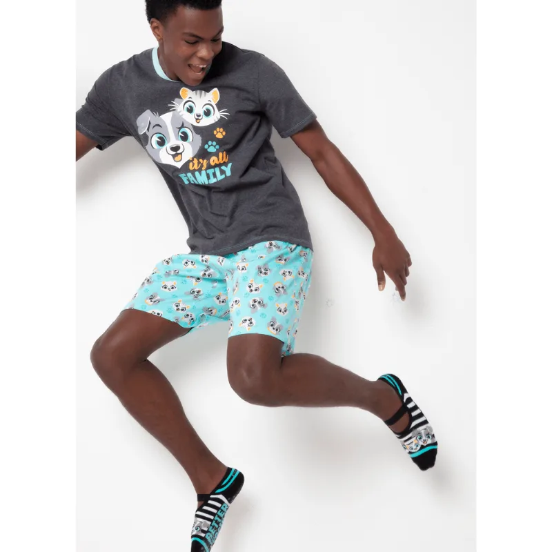 Pijama Manga Curta Masculino Família Pets Cinza Pijama Manga Curta Masculino Família Pets GG