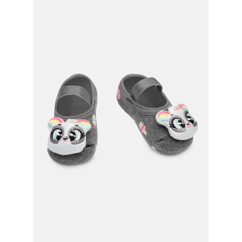 Meia Sapatilha Antiderrapante com Aplique de LED Bebê Menina Panda Summer 19 A 22 MESES