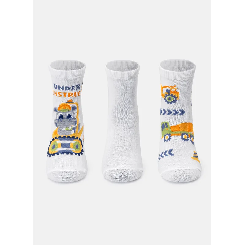 Kit com 3 Meias Cano Médio Bebê Menino Hipopótamo 19 A 22 MESES