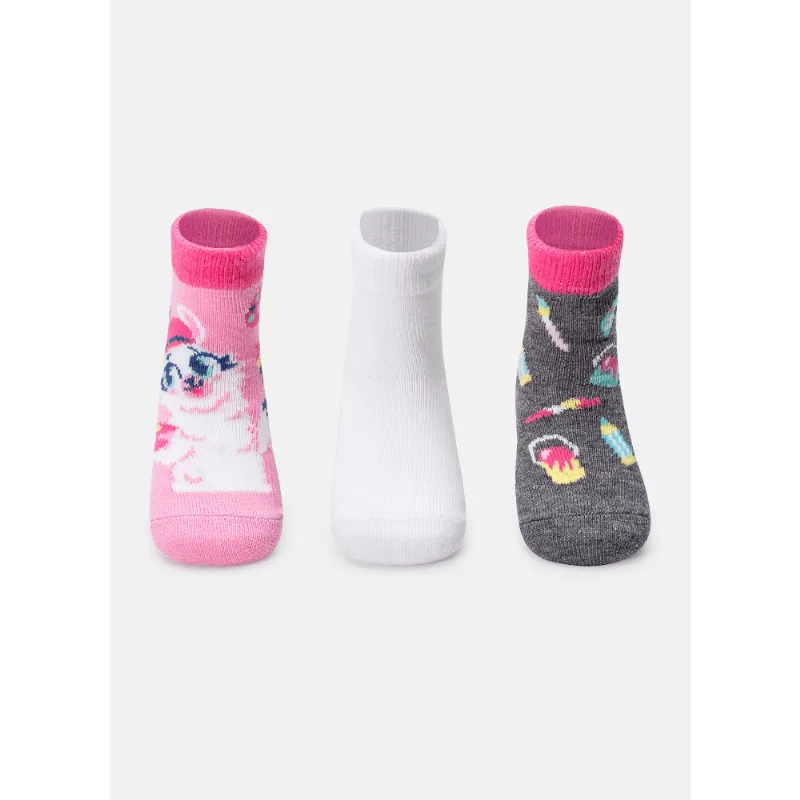 Kit com 3 Meias Soquete Bebê Menina Lhama