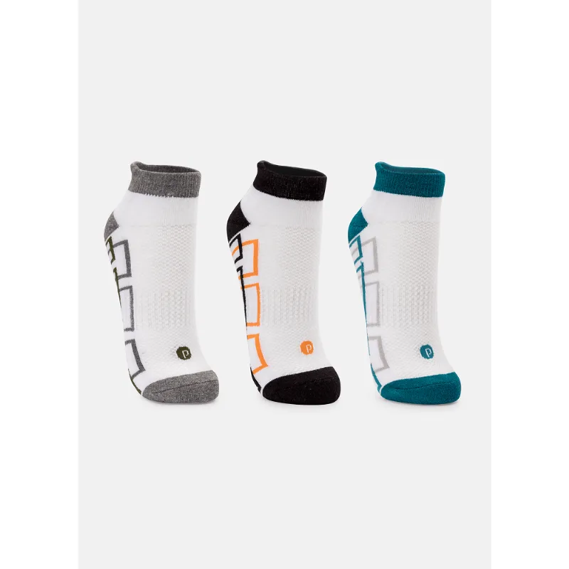 Kit com 3 Meias Soquete Adulto Unissex Quadrados 40 A 44