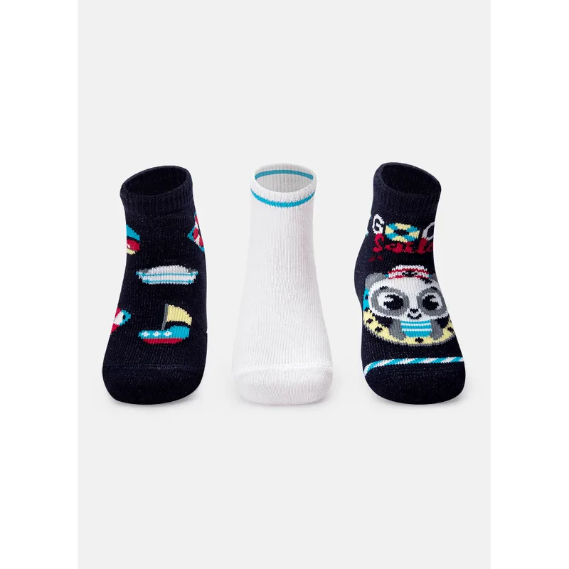 Kit com 3 Meias Cano Médio Bebê Menino Panda 15 A 18 MESES