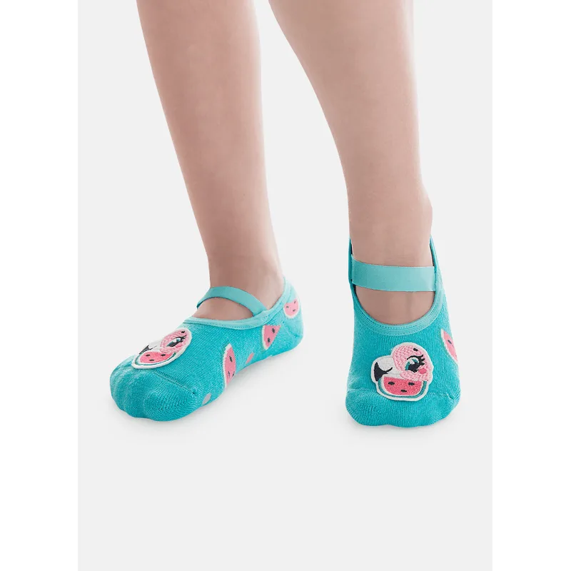 Meia Sapatilha Antiderrapante com Aplique Menina Flamingo Melancia 23 A 27