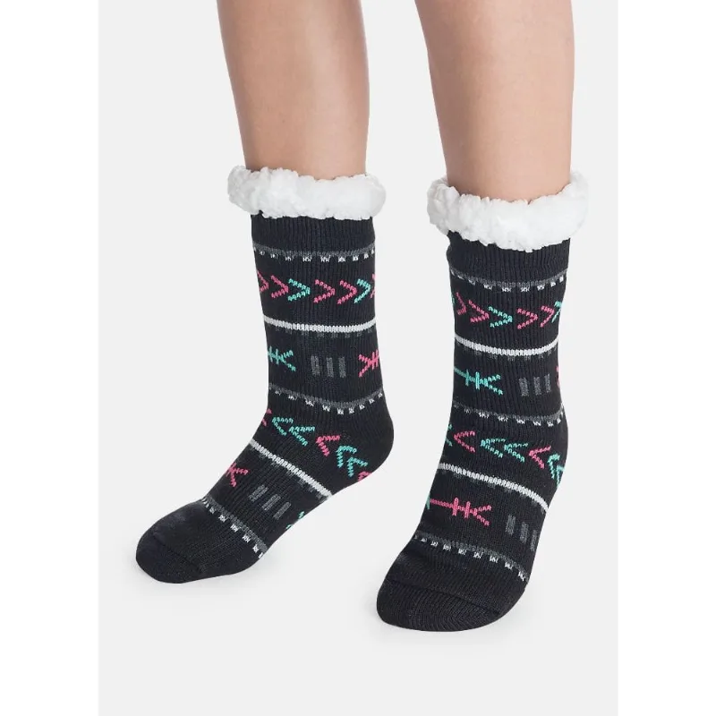 Meia Botinha Tricô Antiderrapante Feminina Boho 34 A 35