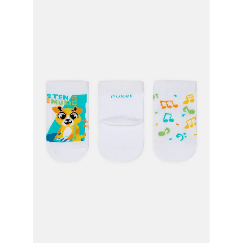 Kit com 3 Meias Cano Médio Bebê Menino Cachorro 5 A 8 MESES