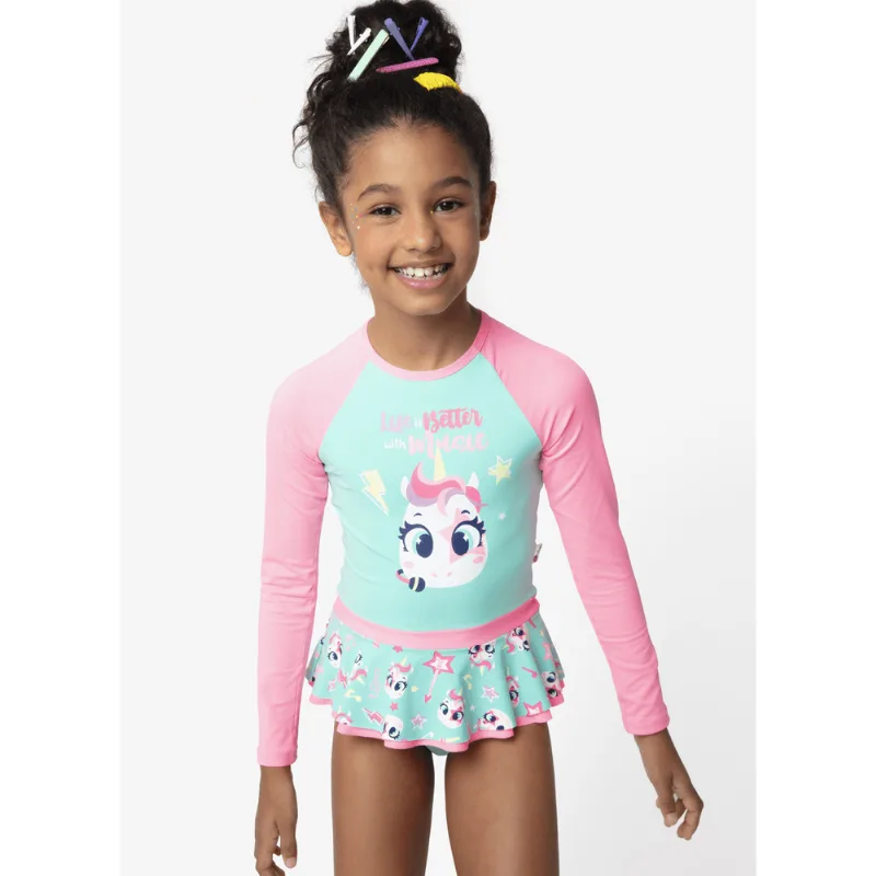 Maiô Manga Longa Menina Unicórnio PopStar 2