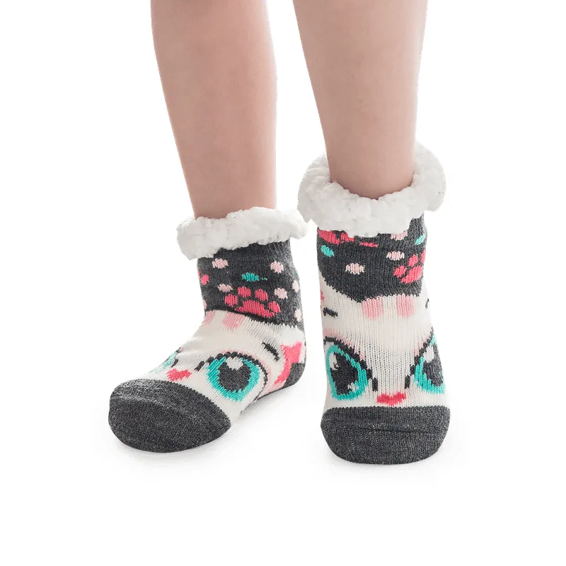 Meia Botinha Antiderrapante Tricot Menina Gata 22 A 25