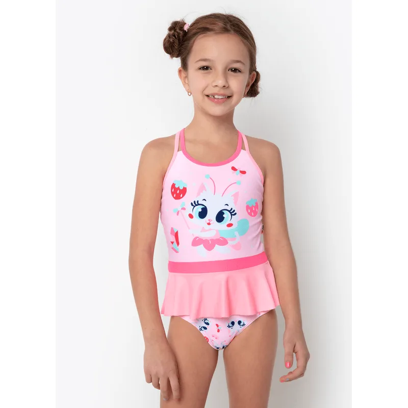 Maiô com Proteção Solar Menina Gata Fada 2