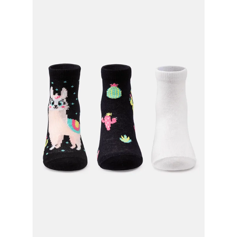 Kit com 3 Meias Bebê Menina Lhama Retrô 15 A 18 MESES