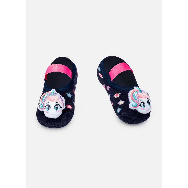 Meia Sapatilha Antiderrapante com Aplique de LED Bebê Menina Unicórnio Kawaii 19 A 22 MESES