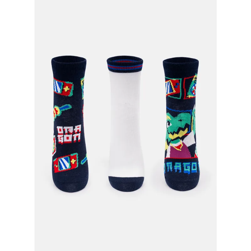 Kit com 3 meias Masculina Dragão Street 34 A 39