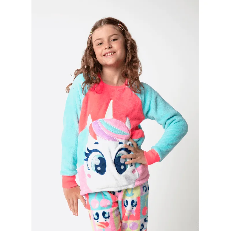 Pijama Manga Longa Soft Menina Teen Unicórnio Cherry 14
