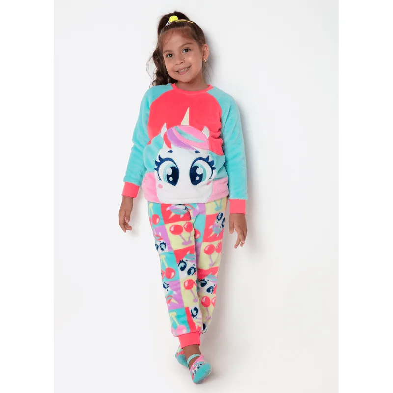 Pijama Manga Longa Soft Menina Unicórnio Cherry 6