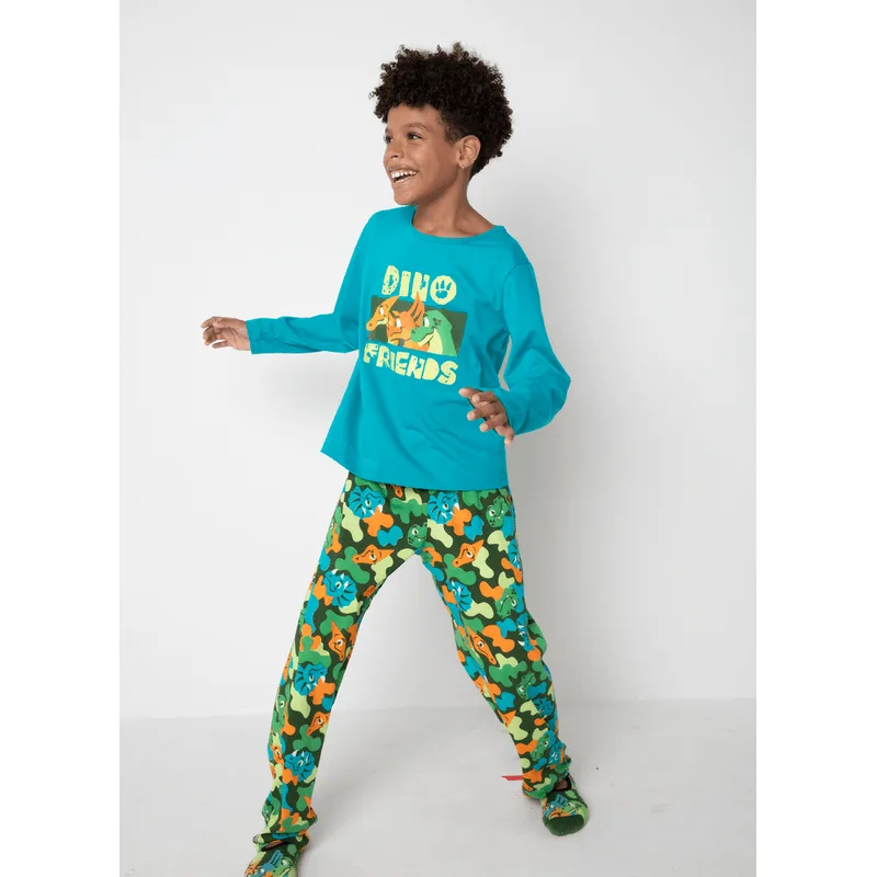 Pijama Manga Longa Algodão Menino Dino Trio 2