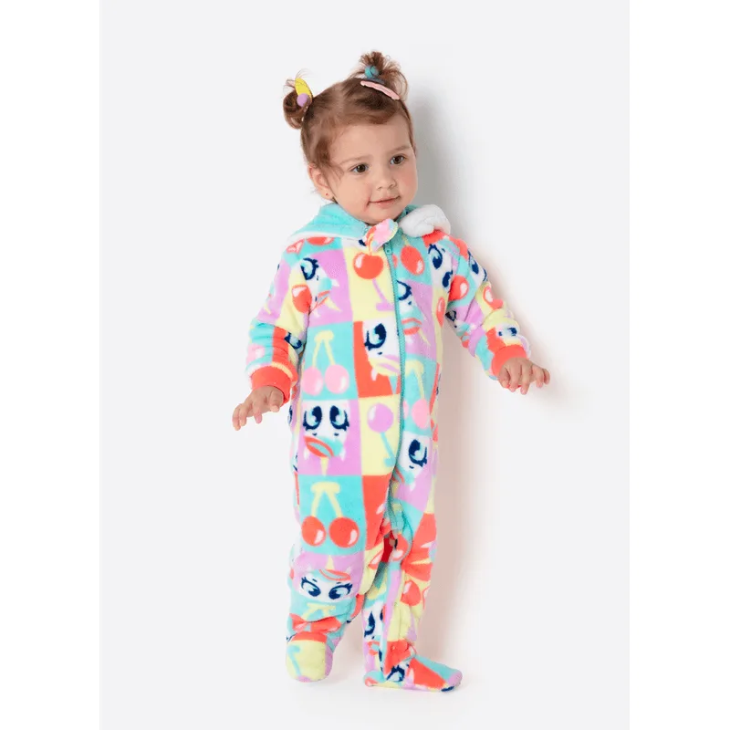 Macacão Manga Longa Soft Bebê Menina Unicórnio Cherry 9 A 12 MESES