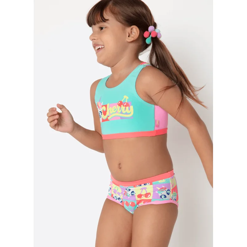 Biquíni com Proteção Solar Menina Unicórnio Cherry 2
