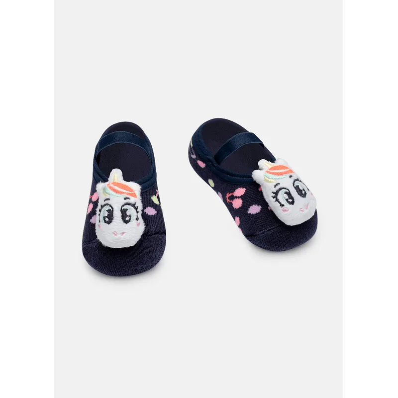 Meia Sapatilha Antiderrapante com Aplique de LED Bebê Menina Unicórnio Cherry 15 A 18 MESES