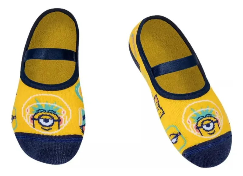 Meia Sapatilha Antiderrapante Minions Puket Tamanho: 23 a 27
