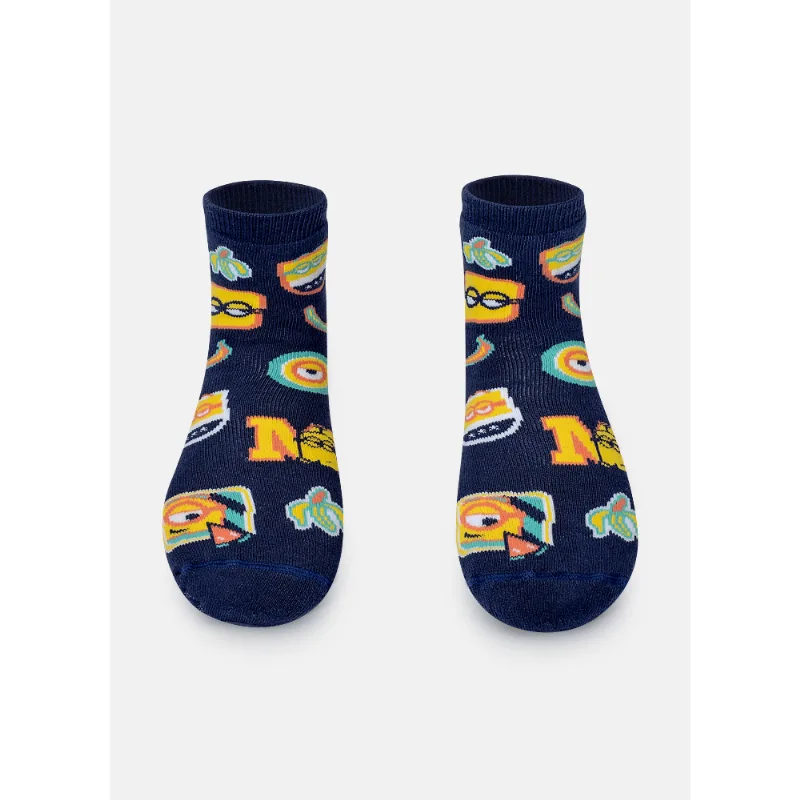 Meia Soquete Pansocks Unissex Com Sola Emborrachada Minions 26 A 29