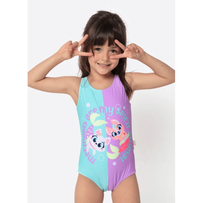 Maiô com Proteção Solar Menina Pet Sereia 4