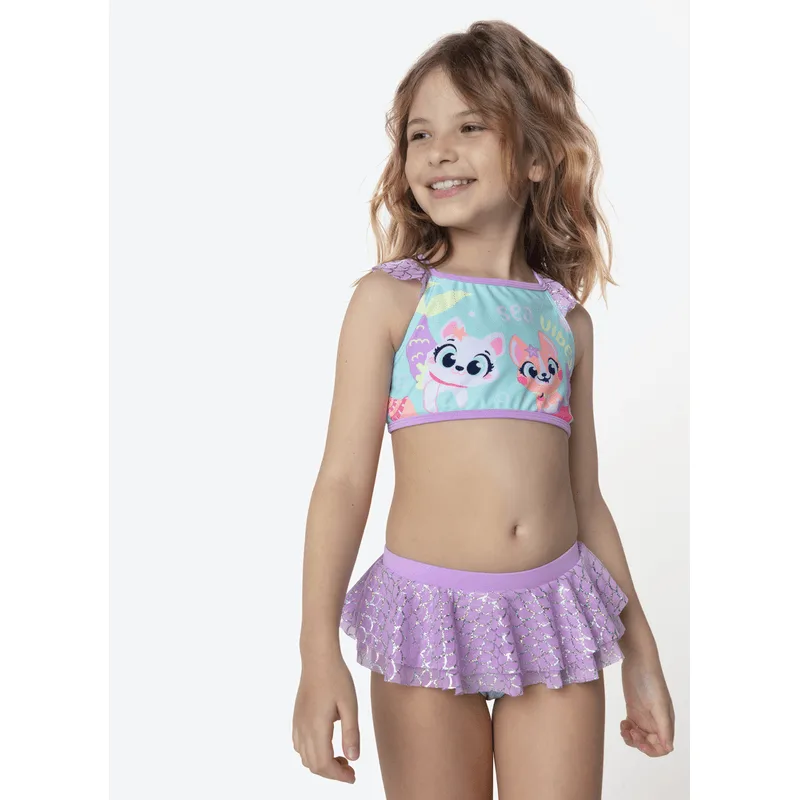 Biquíni com Proteção Solar Menina Pet Sereia 1