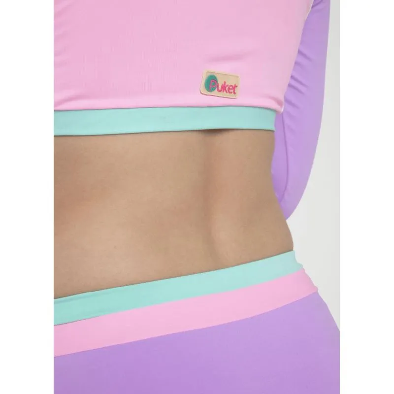 Conjunto cropped e calcinha menina teen color block