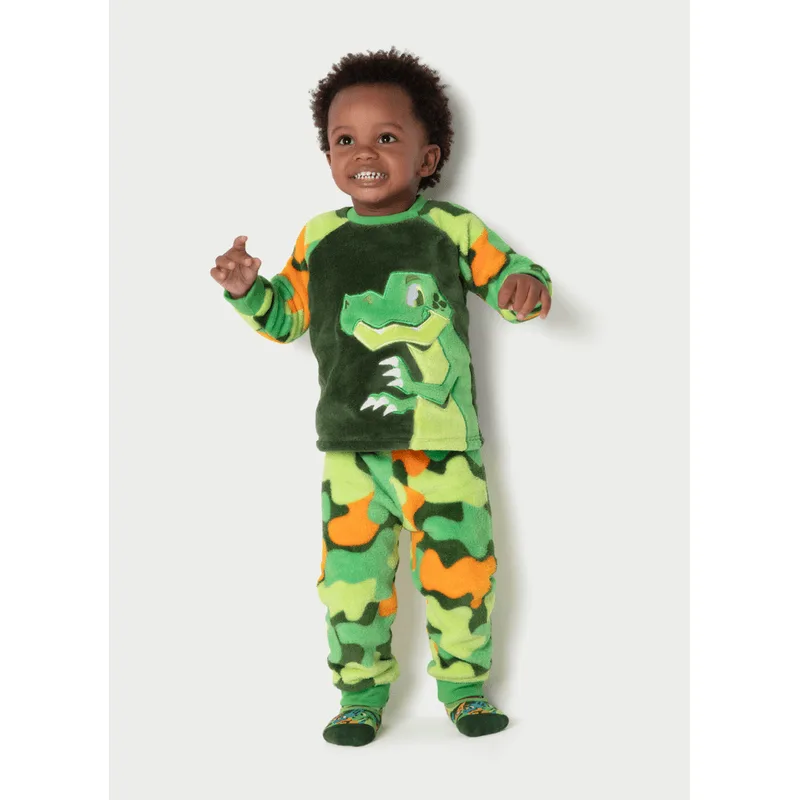 Pijama Manga Longa Soft Bebê Menino Dino Trio 9 A 12 MESES