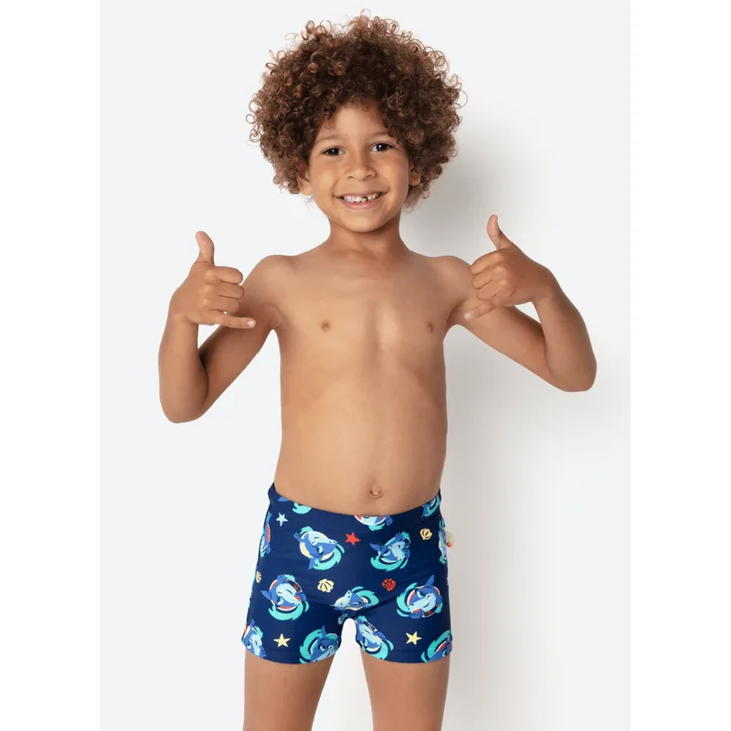 Sunga Boxer com Proteção Solar Menino Tubarão Aloha 1