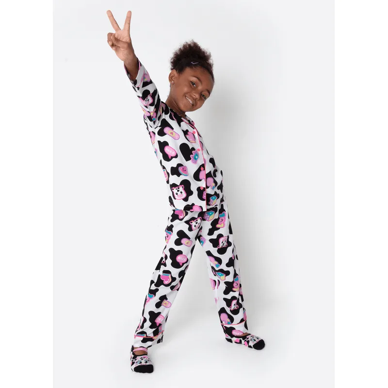 Pijama Manga Longa Viscose Menina Vaca Patches 2