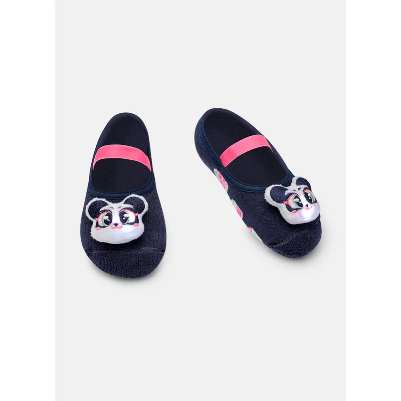 Meia Sapatilha Antiderrapante com Aplique de LED Menina Panda Miami 23 A 27