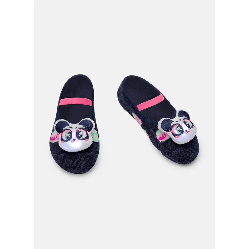 Meia Sapatilha Antiderrapante com Aplique de LED Bebê Menina Panda Miami 15 A 18 MESES