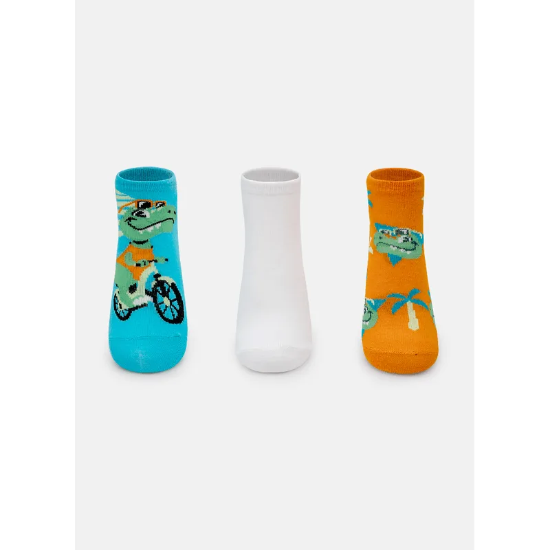 Kit com 3 Meias Cano Curto Menino Dino Miami 28 A 33