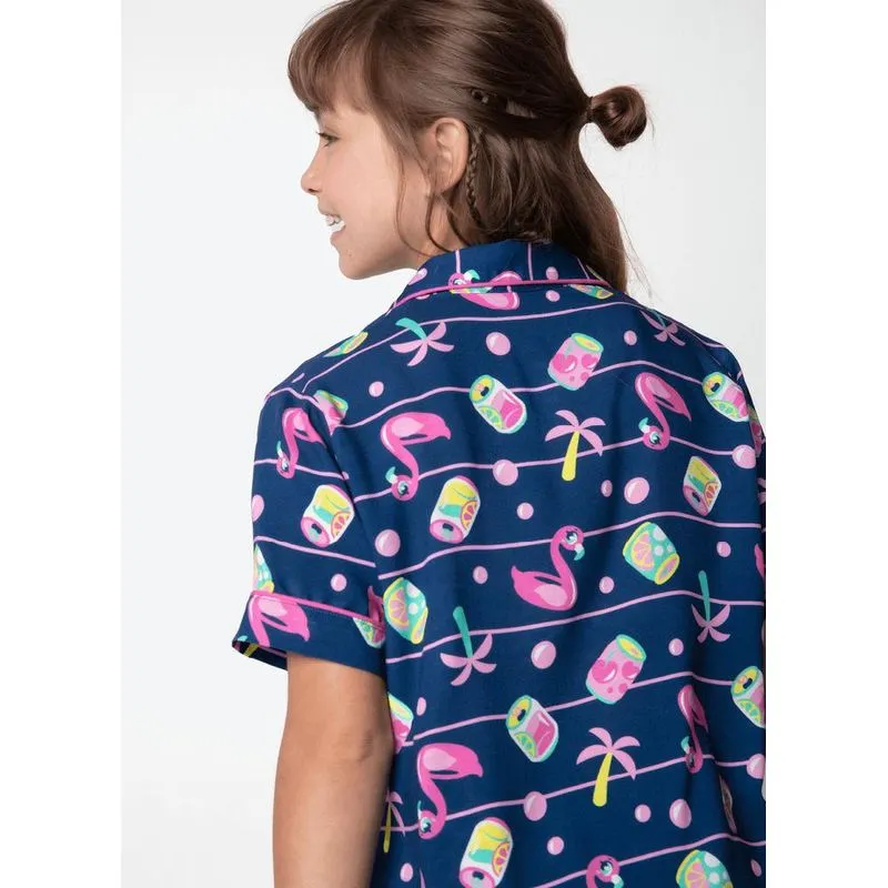 Pijama manga curta viscose menina teen panda miami