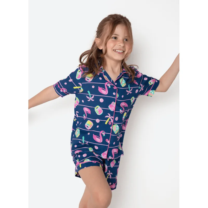 Pijama Manga Curta Viscose Menina Panda Miami 4