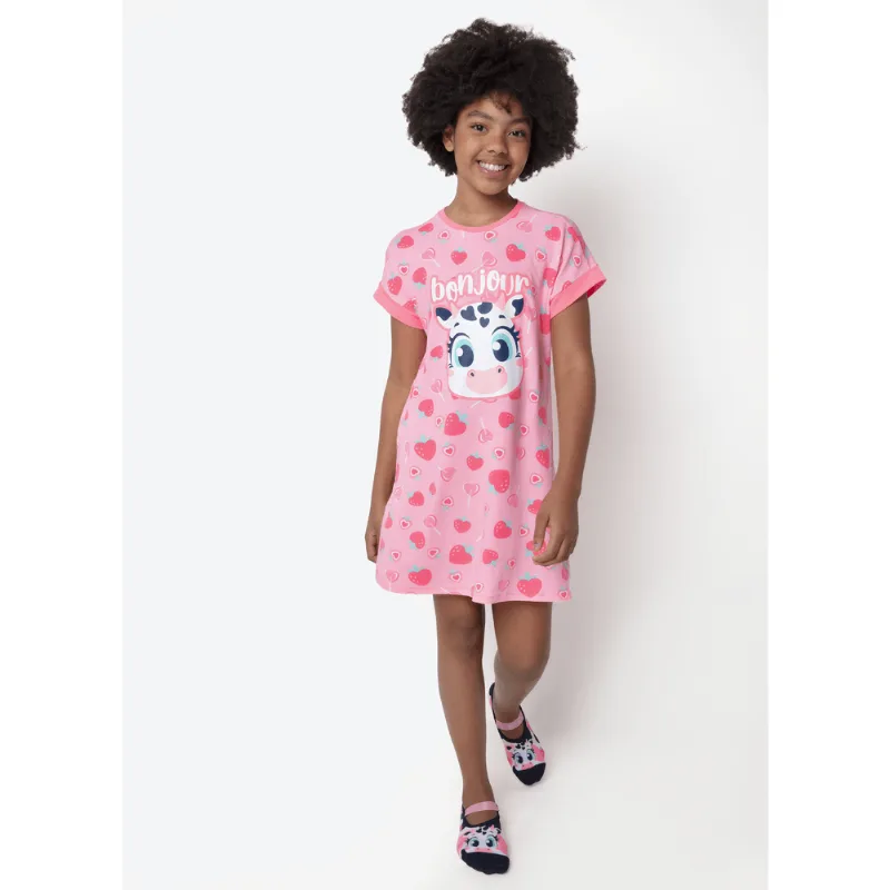 Camisola Manga Curta Viscolycra Menina Teen Vaca Romântica 12